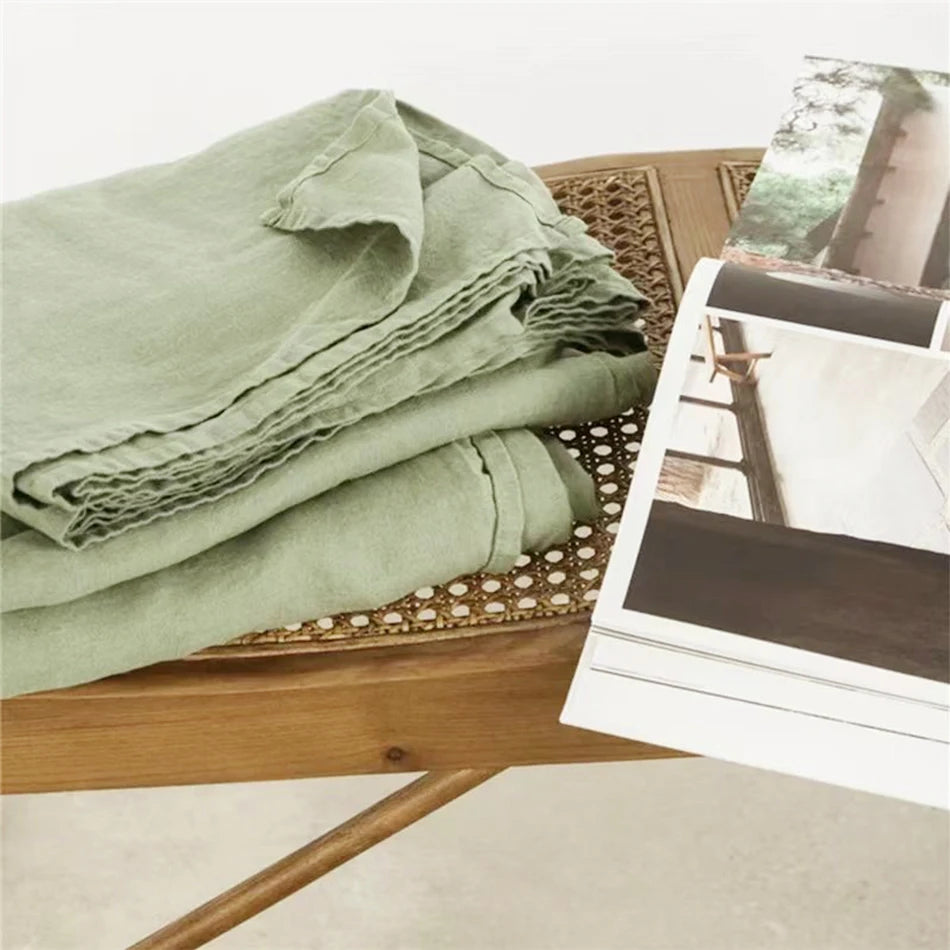 Pure Linen Bed Sheets Pillowcase Stone Washed France Linen Solid Color Breathable  Home Textiles Bedding