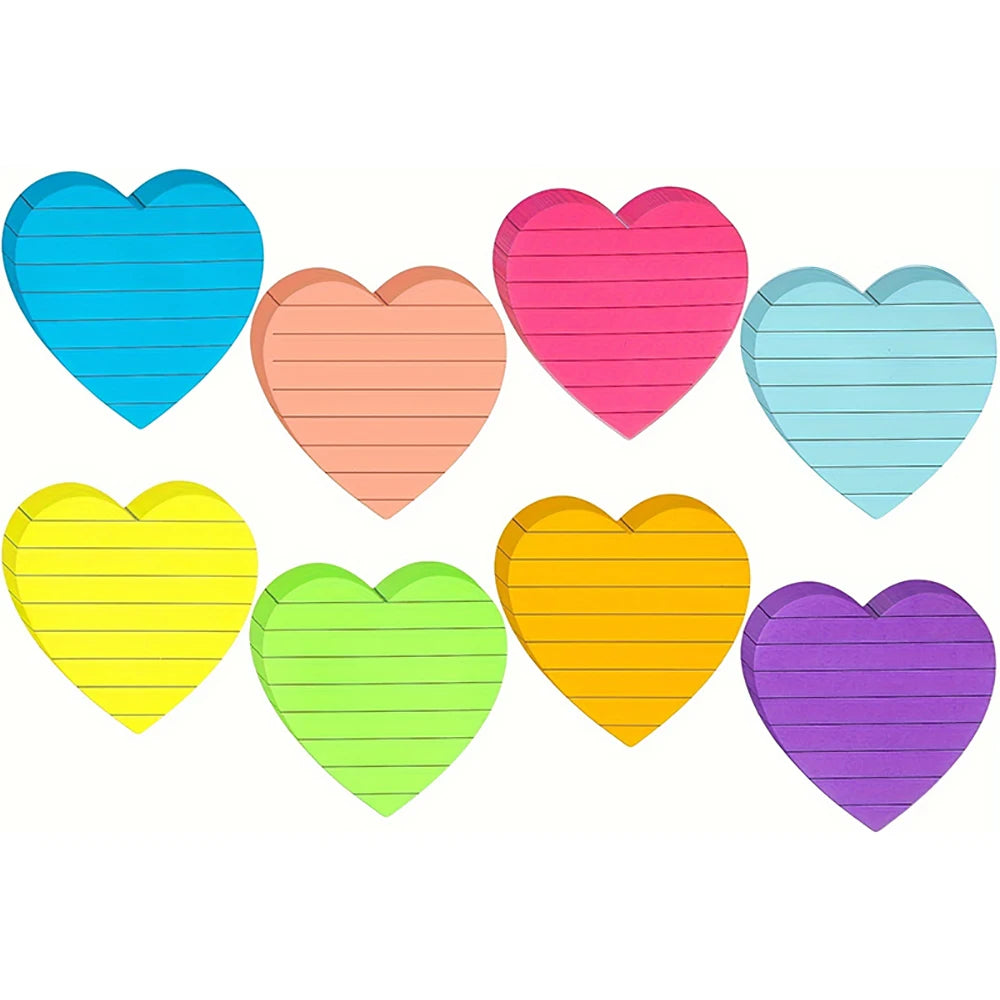 Sticky Notes Notepad - 8 pads/Colors - Heart Shaped