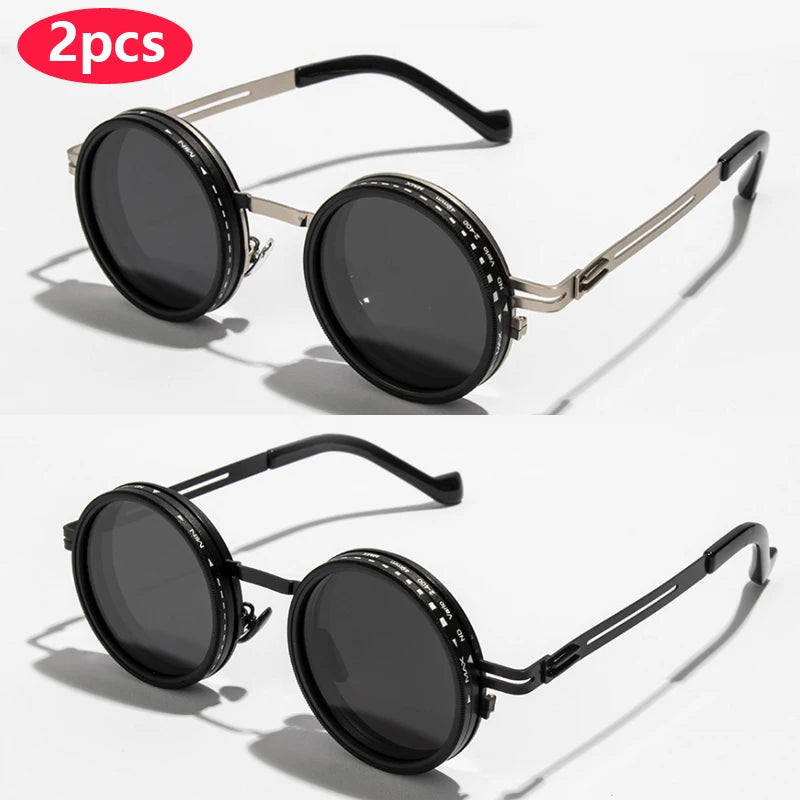 Polarized Round Retro Punk Sunglasses