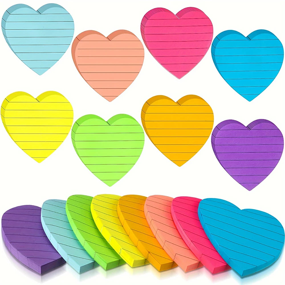 Sticky Notes Notepad - 8 pads/Colors - Heart Shaped