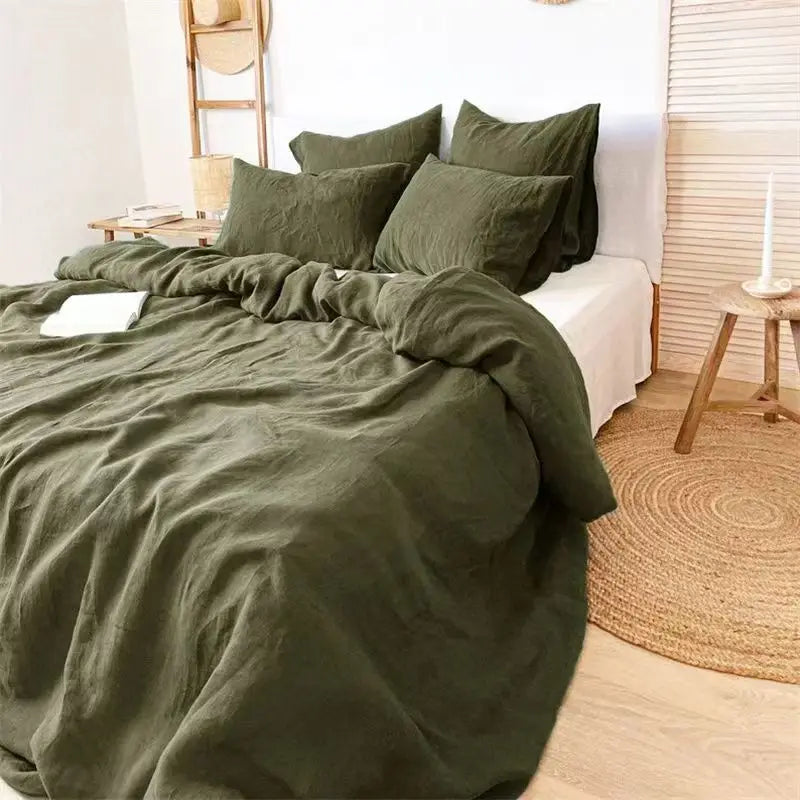 100% French Linen Natural Duvet Cover Bedding