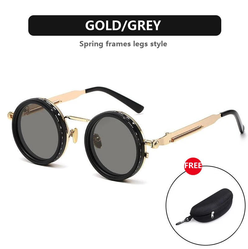 Polarized Round Retro Punk Sunglasses