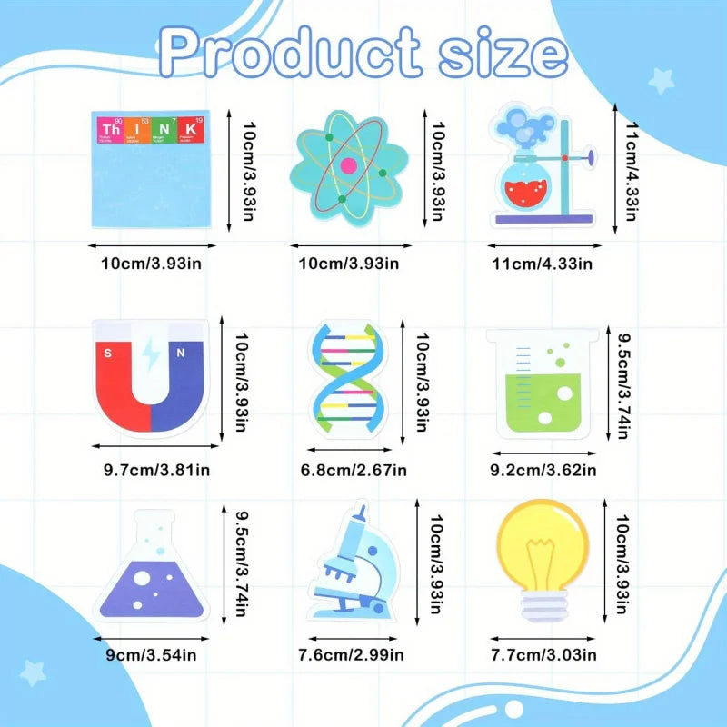 9 Pcs  Science Sticky Notepad