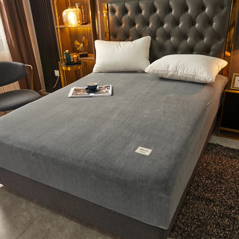 Super Soft Warm Flannel Solid Bed Fitted Sheet - Cozy Single or Double Bedding, Perfect for a Luxurious Night's Sleep