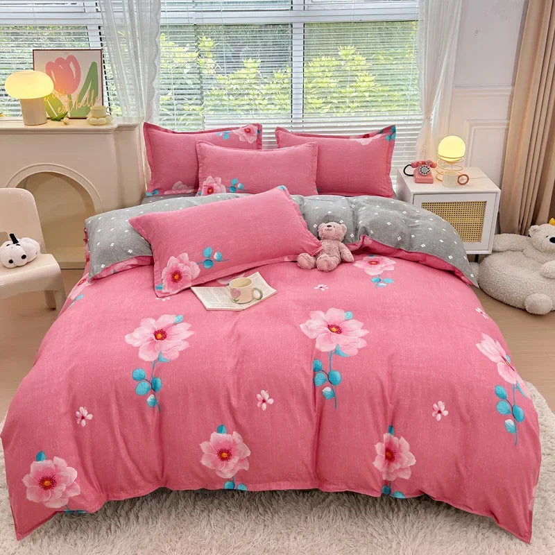 Nordic Thickened Brushed Bedding Sheet Sets Super Soft Skin Friendly Comforter Set Single Double Bed Linens for Four Seasons