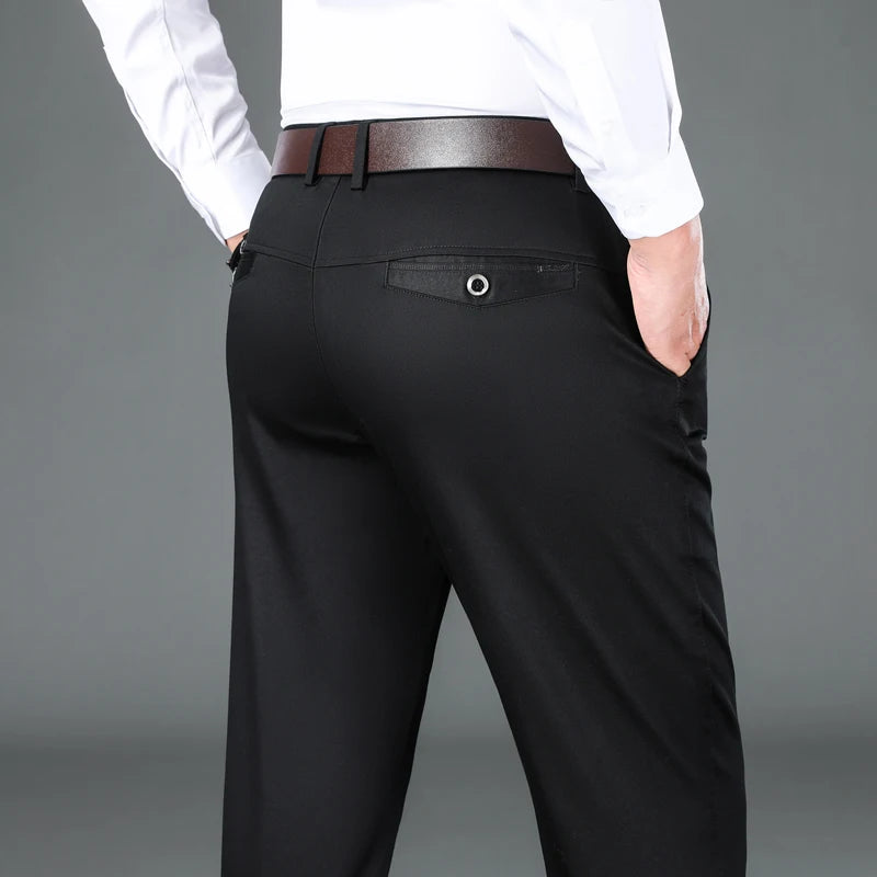 Bamboo Fiber Casual Pants Men Autumn New Straight Brand Business Trousers Male Fashion Classic Solid Color Pants