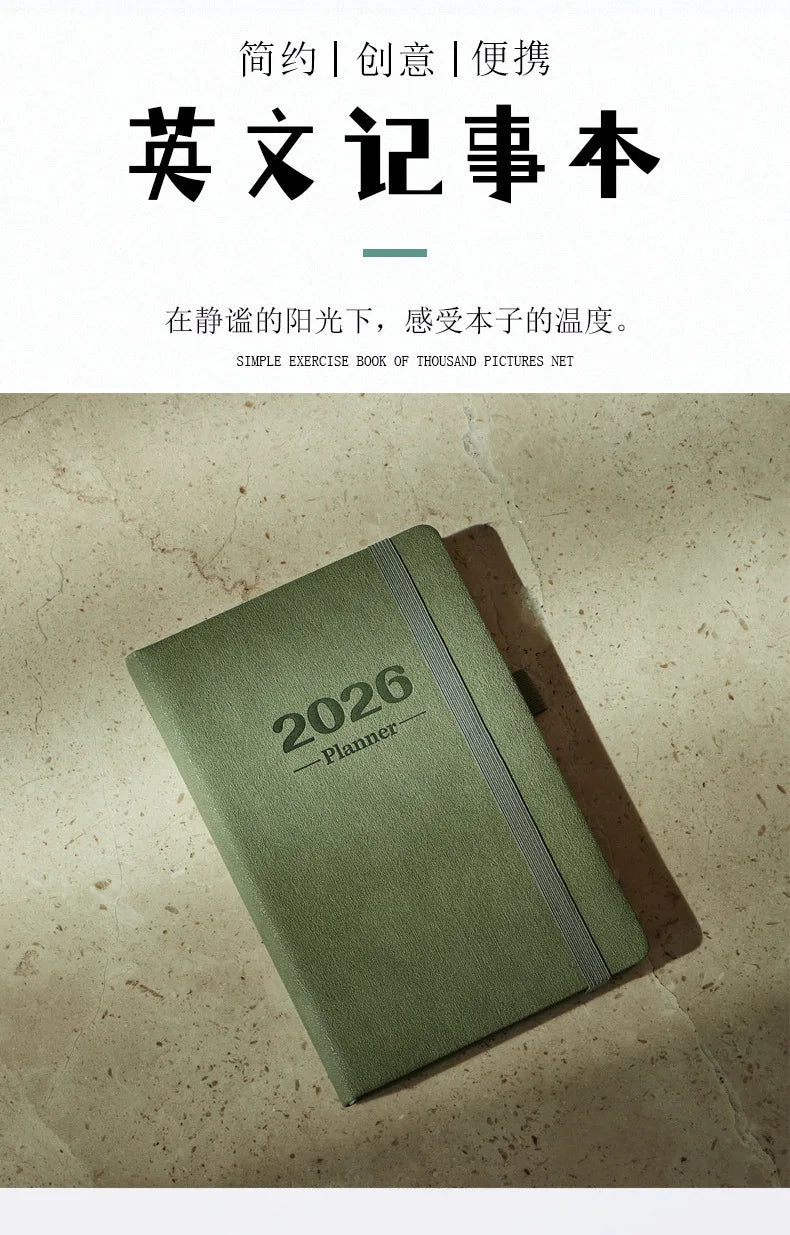 2026 Daily Planner - 365 Days Full Year Agenda with English Pages, A5 Schedule Organizer Notebook for Work & Personal Use