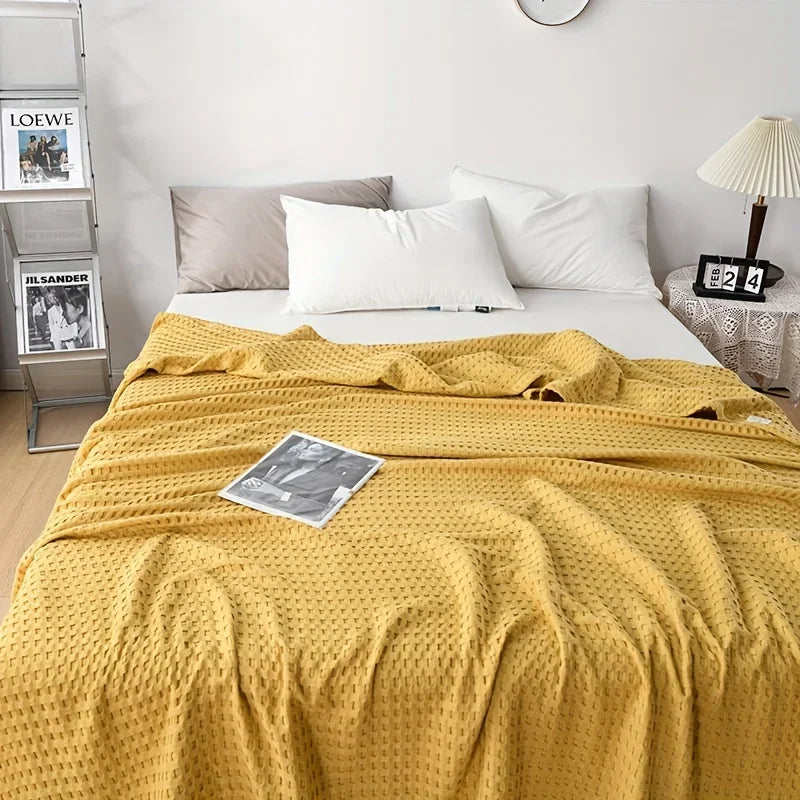 Soft Waffle Plaid Cotton Blanket for Bed Gauze Thin Towel Quilt Queen King Bedspread Blanket Throw Bed Sofa Cover Bedding