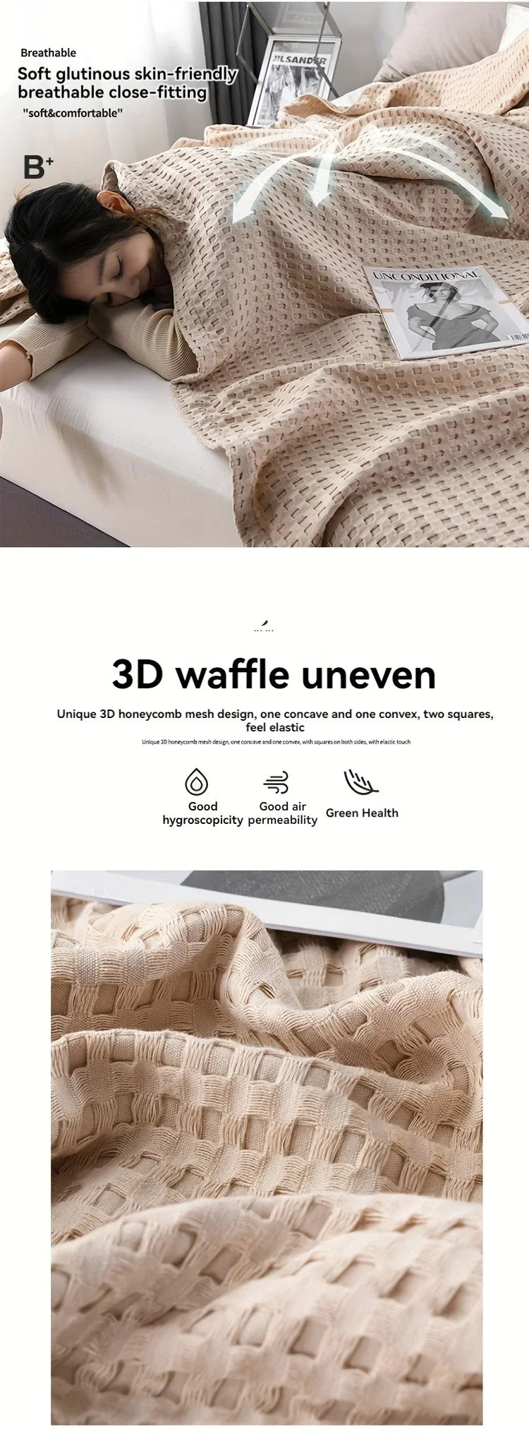 Soft Waffle Plaid Cotton Blanket for Bed Gauze Thin Towel Quilt Queen King Bedspread Blanket Throw Bed Sofa Cover Bedding