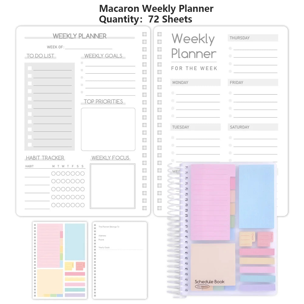 72 Sheets Weekly Planner with Sticky Notes