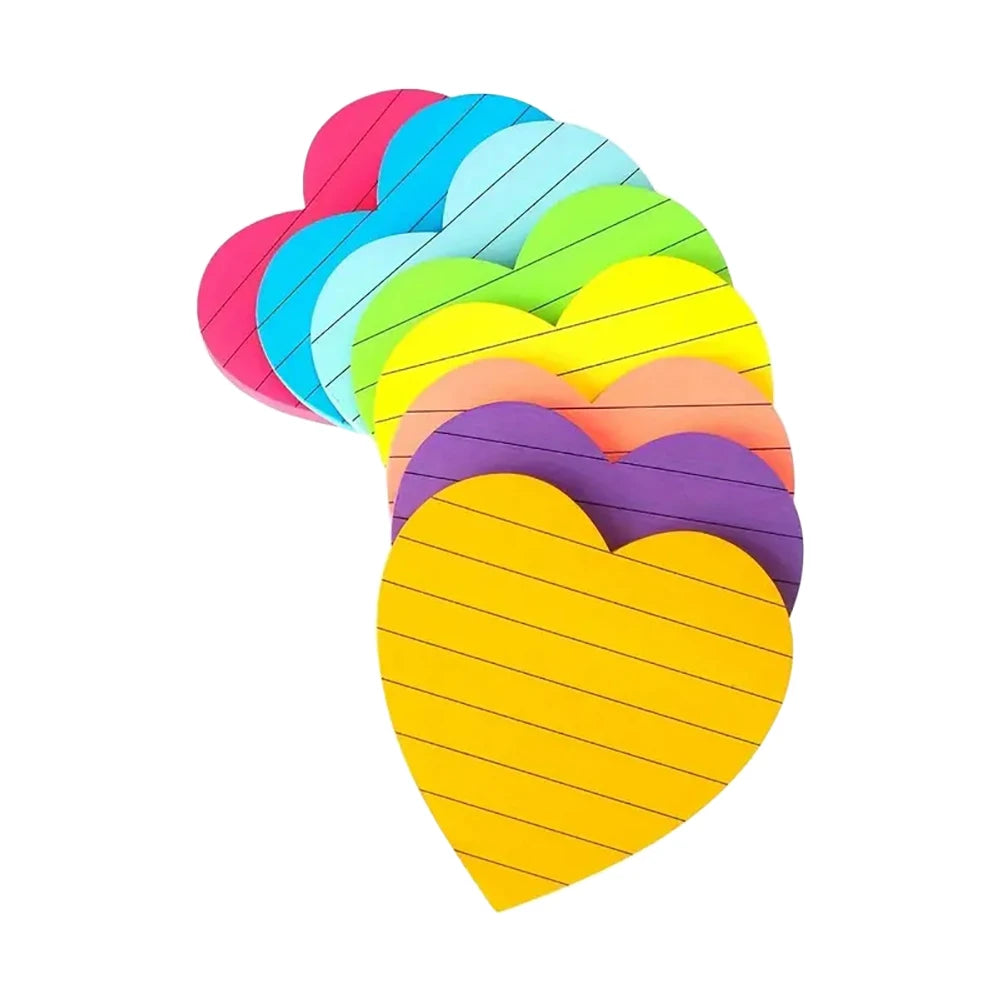 Sticky Notes Notepad - 8 pads/Colors - Heart Shaped