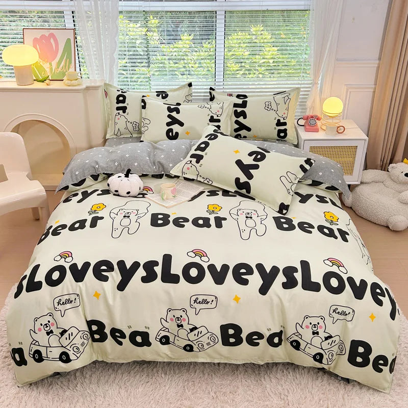 Nordic Thickened Brushed Bedding Sheet Sets Super Soft Skin Friendly Comforter Set Single Double Bed Linens for Four Seasons