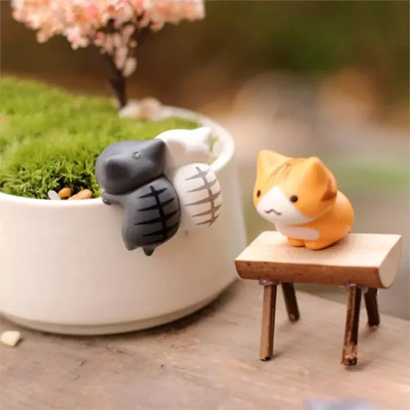 6Pcs  Lucky Miniature Garden Hanging Cat