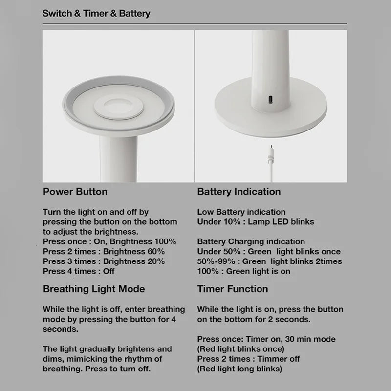 3-level Rechargeable Dimming  - LED lamp
