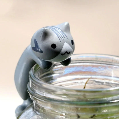 6Pcs  Lucky Miniature Garden Hanging Cat