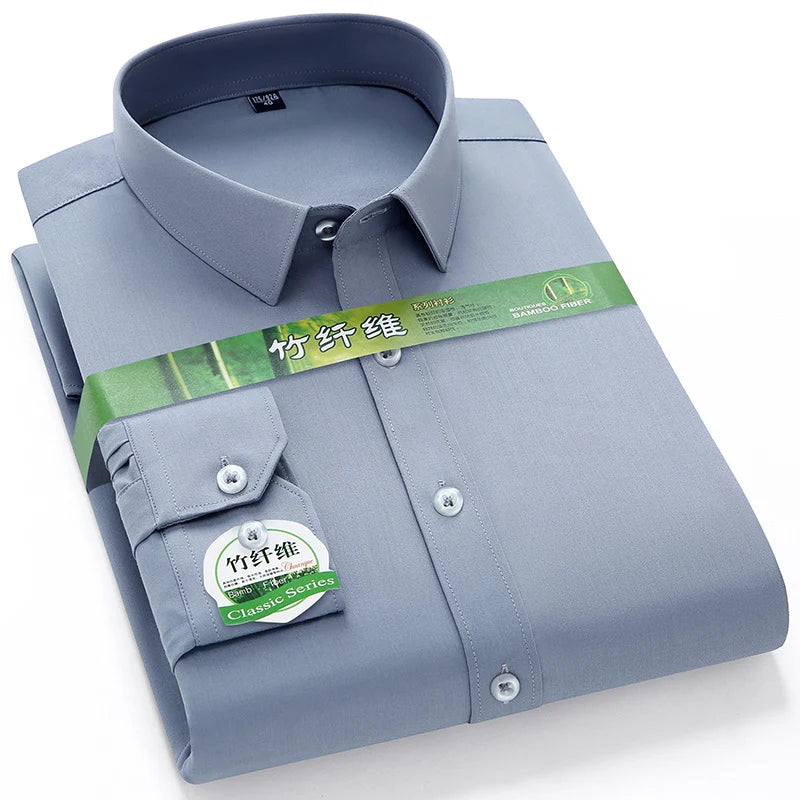 Men's Anti-wrinkle Bamboo Fiber Long Sleeve Shirt - Regular Fit