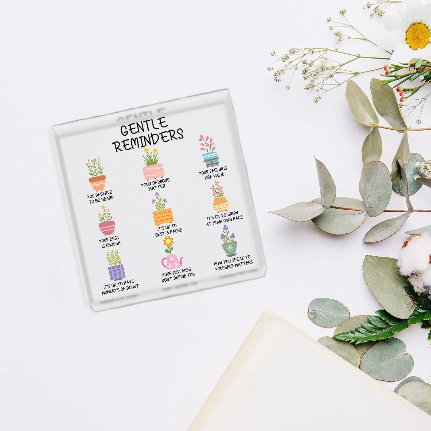 Positive Affirmations Gifts for Women, Gentle Reminders Sign, Psychology Therapist Office Decor Sign, Mental Health Desk Decor