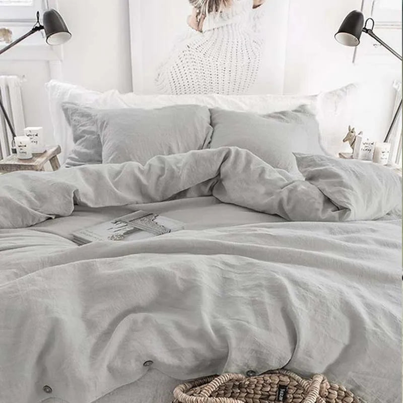 100% French Linen Natural Duvet Cover Bedding