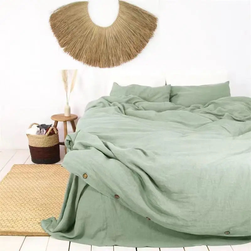 100% French Linen Natural Duvet Cover Bedding