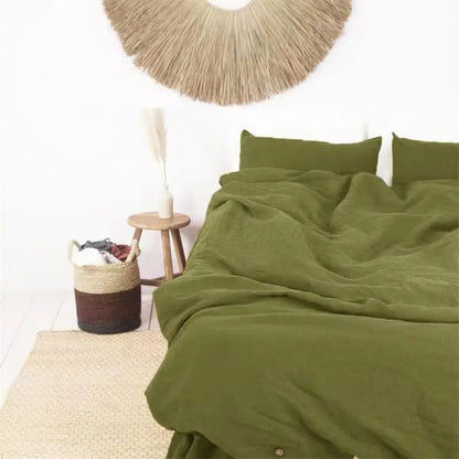 100% French Linen Natural Duvet Cover Bedding
