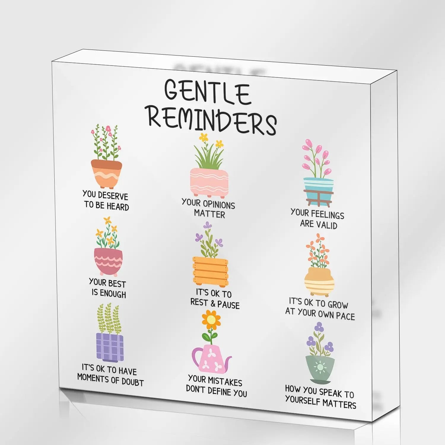 Positive Affirmations Gifts for Women, Gentle Reminders Sign, Psychology Therapist Office Decor Sign, Mental Health Desk Decor