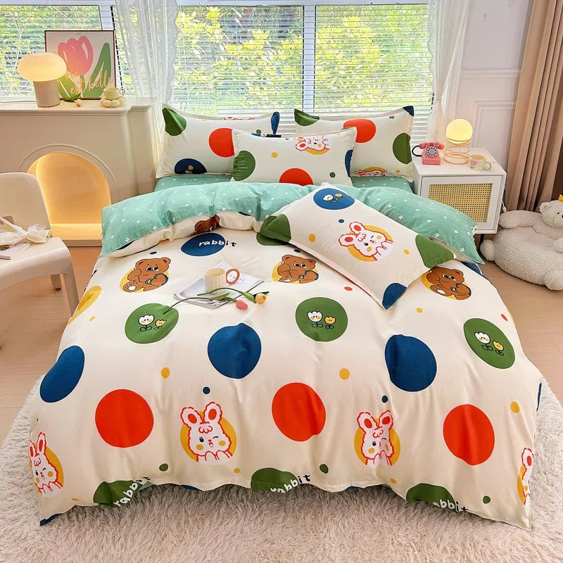 Nordic Thickened Brushed Bedding Sheet Sets Super Soft Skin Friendly Comforter Set Single Double Bed Linens for Four Seasons