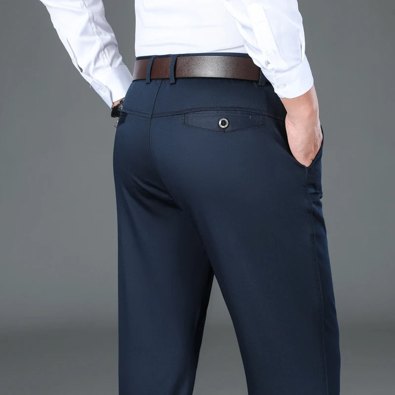 Bamboo Fiber Casual Pants Men Autumn New Straight Brand Business Trousers Male Fashion Classic Solid Color Pants