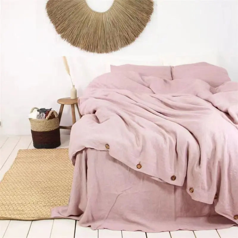 100% French Linen Natural Duvet Cover Bedding