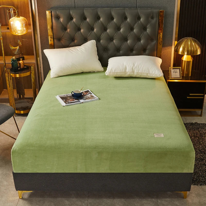 Super Soft Warm Flannel Solid Bed Fitted Sheet - Cozy Single or Double Bedding, Perfect for a Luxurious Night's Sleep