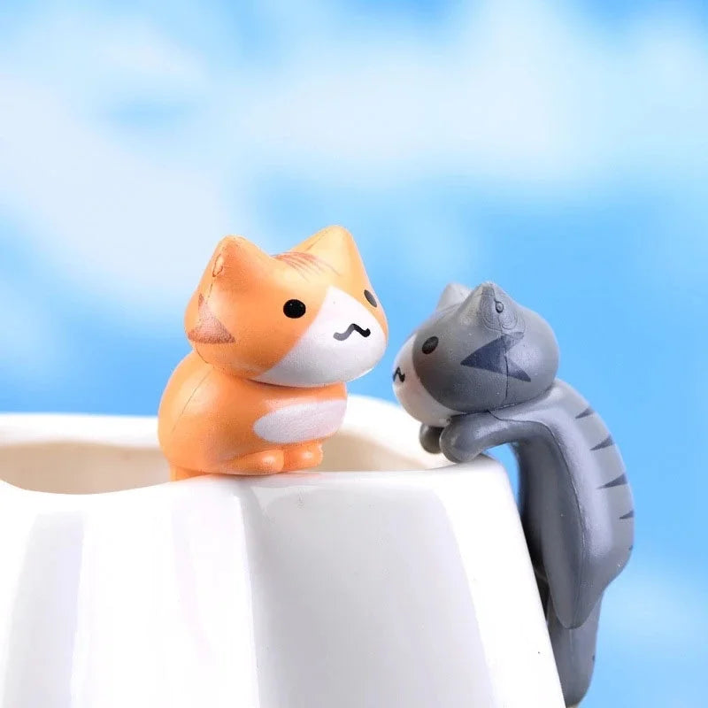 6Pcs  Lucky Miniature Garden Hanging Cat