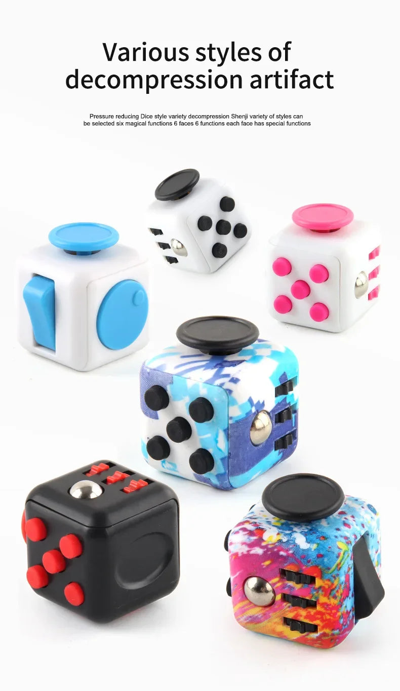 Fidget Cube with Click, Twist, Push, Spin and Texture