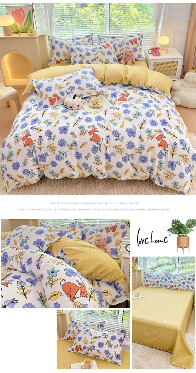 Nordic Thickened Brushed Bedding Sheet Sets Super Soft Skin Friendly Comforter Set Single Double Bed Linens for Four Seasons