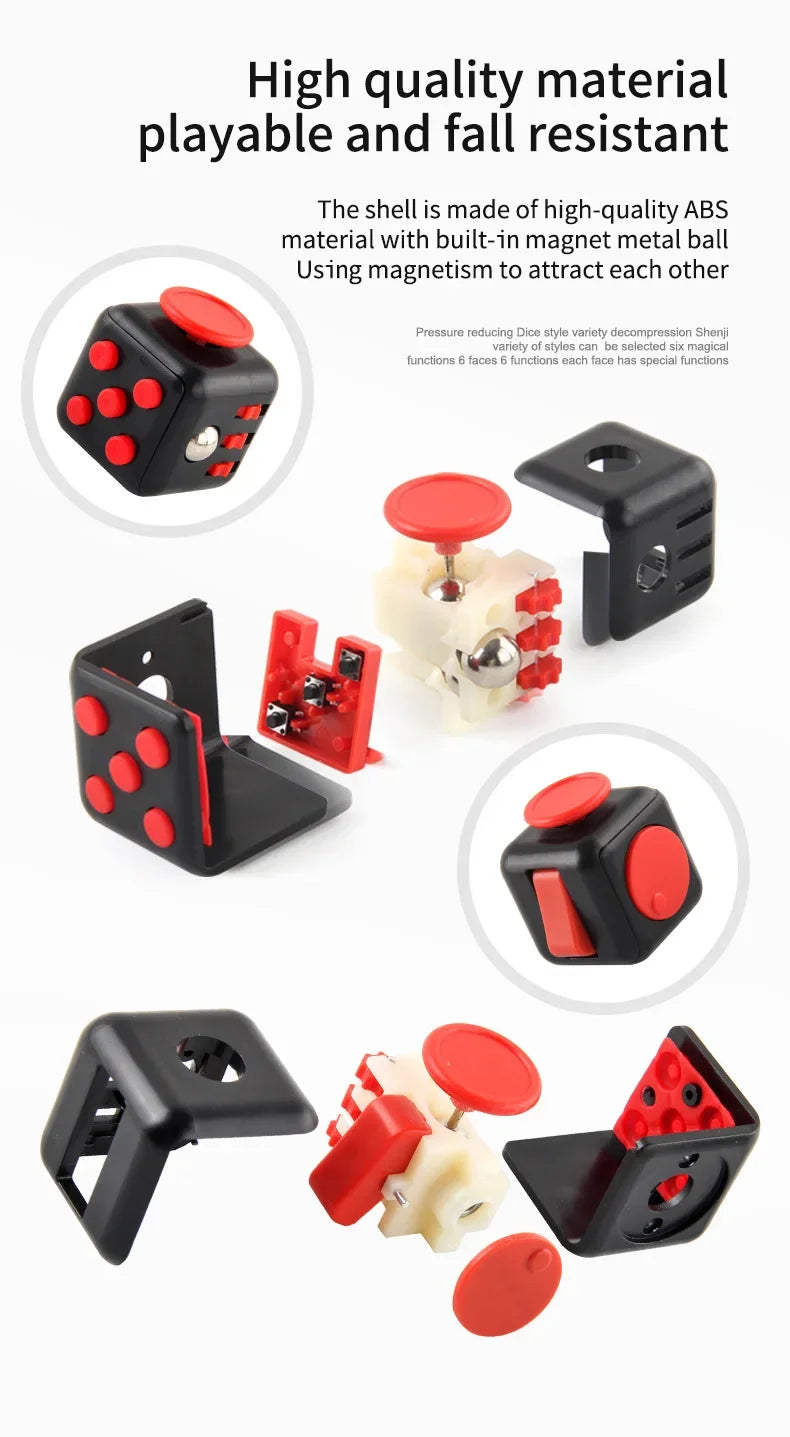 Fidget Cube with Click, Twist, Push, Spin and Texture