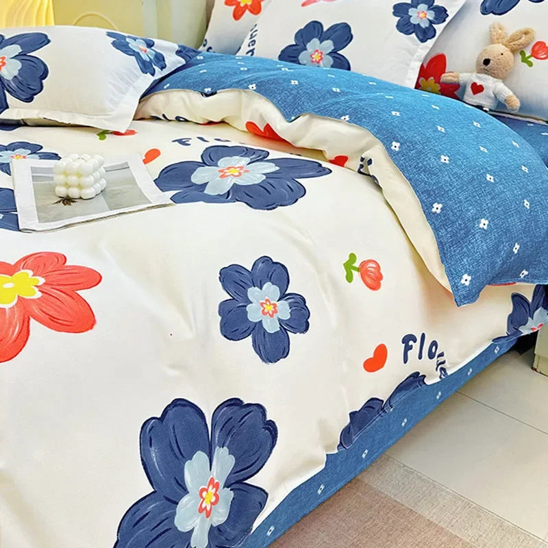 Nordic Thickened Brushed Bedding Sheet Sets Super Soft Skin Friendly Comforter Set Single Double Bed Linens for Four Seasons