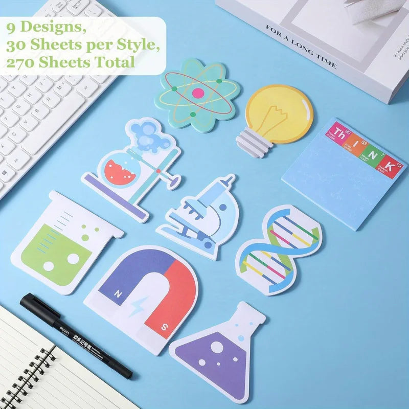 9 Pcs  Science Sticky Notepad