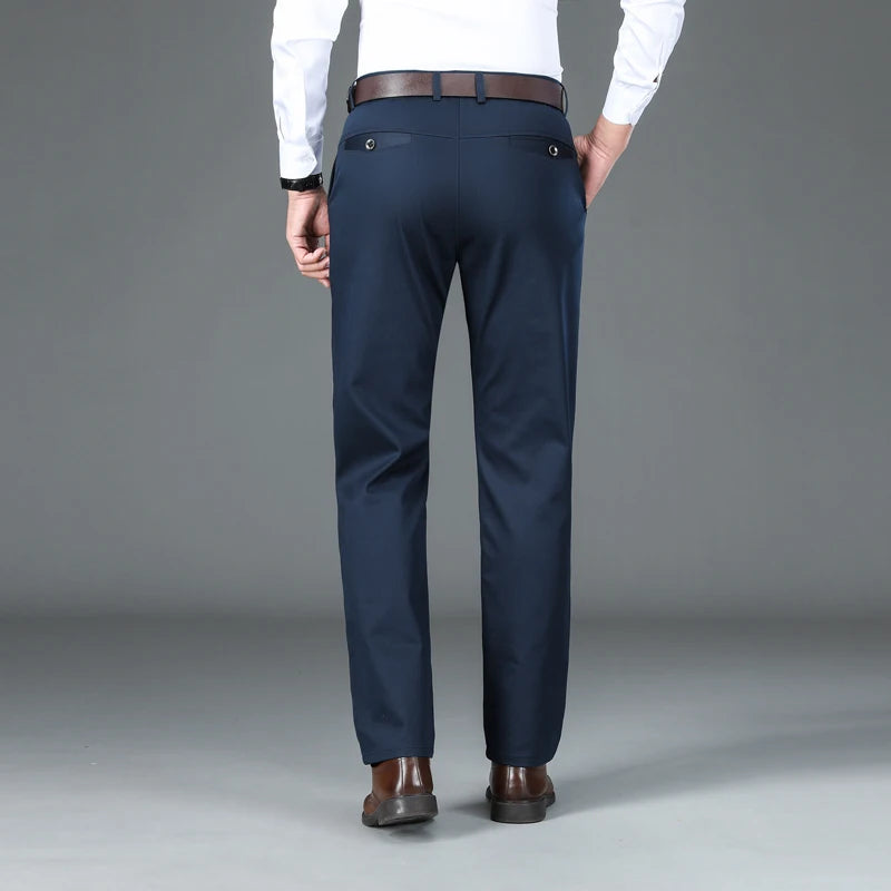 Bamboo Fiber Casual Pants Men Autumn New Straight Brand Business Trousers Male Fashion Classic Solid Color Pants