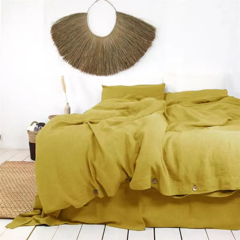 100% French Linen Natural Duvet Cover Bedding