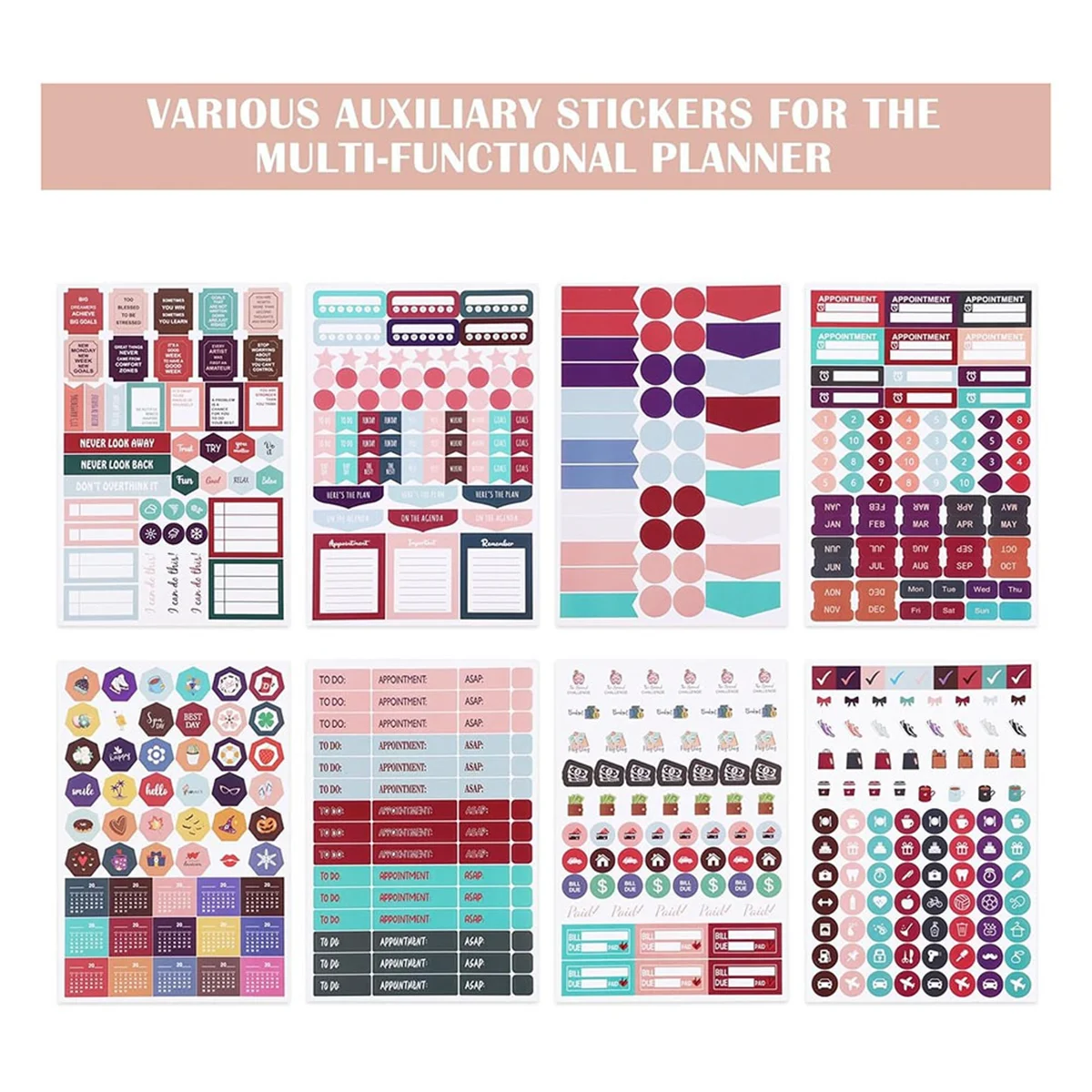 Thick Page, Leather Cover -Daily Planner with Planner Stickers