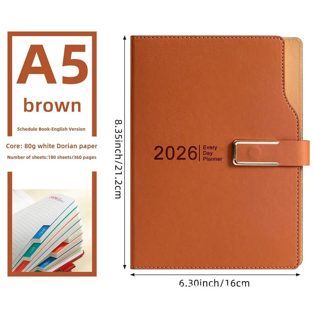 180 Pages 2026 Schedule Planner Notepad 12 Months Efficiency To-do List Notebook English Self-discipline Office Work Planner