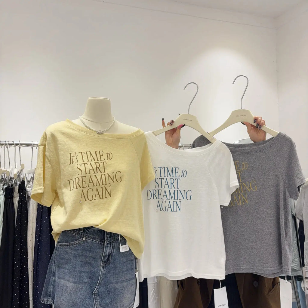 Bamboo Cotton - Off-shoulder Short-sleeve T-shirt