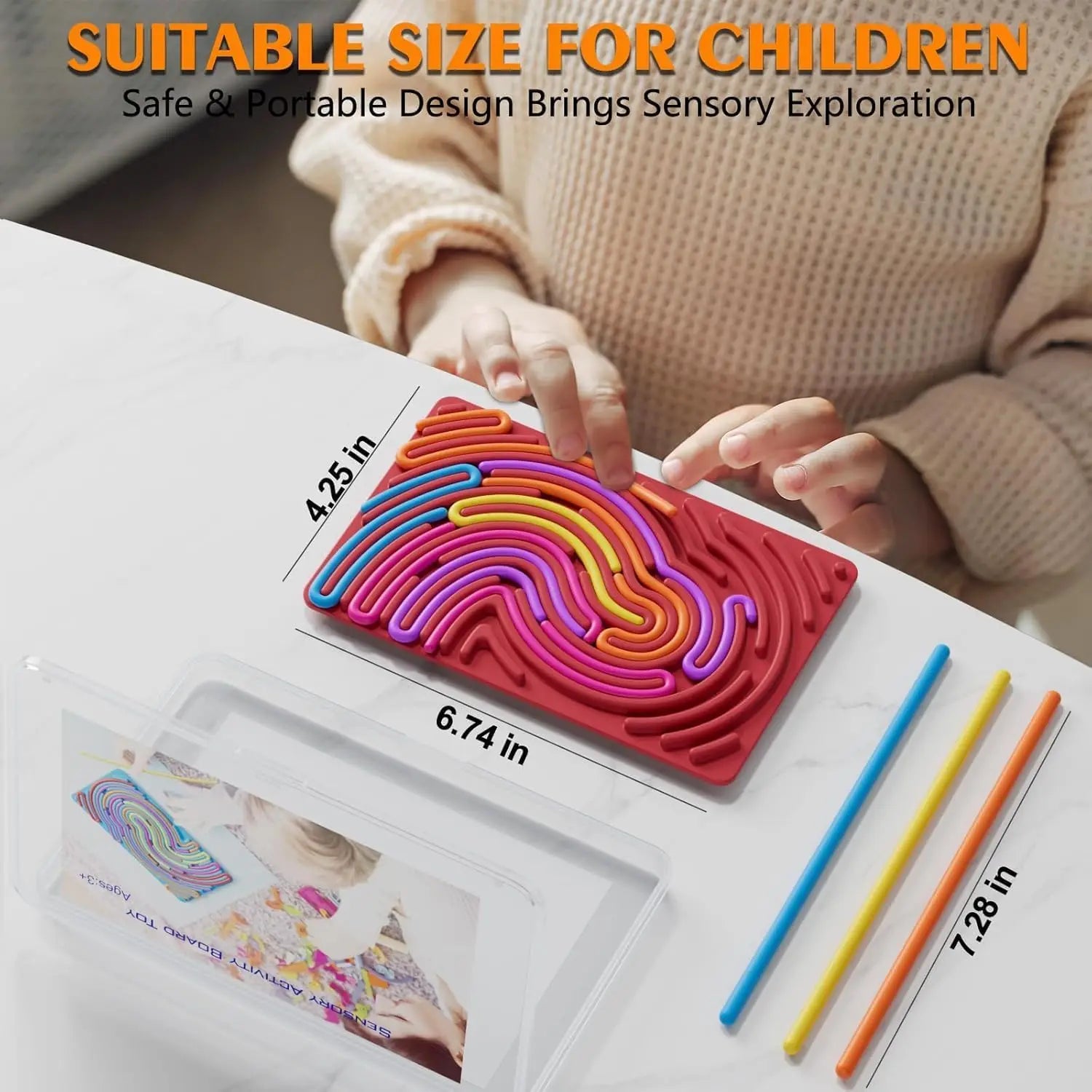 Double-sided sensory activity board for children and adults, stress anxiety, autism, ADHD silicone finger toys