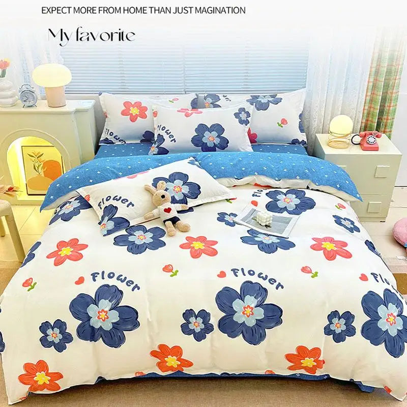 Nordic Thickened Brushed Bedding Sheet Sets Super Soft Skin Friendly Comforter Set Single Double Bed Linens for Four Seasons