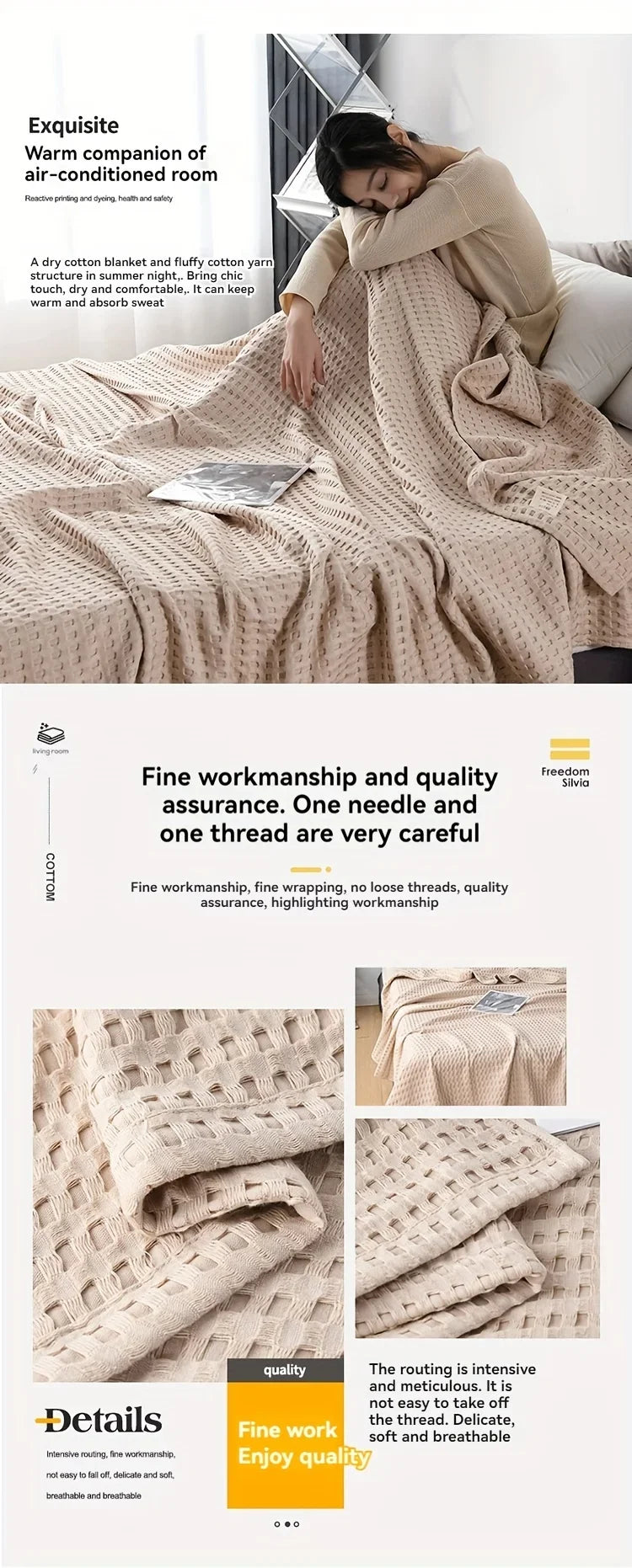 Soft Waffle Plaid Cotton Blanket for Bed Gauze Thin Towel Quilt Queen King Bedspread Blanket Throw Bed Sofa Cover Bedding