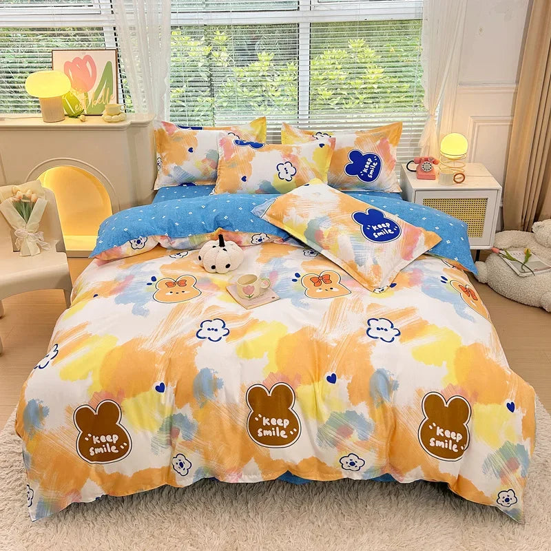 Nordic Thickened Brushed Bedding Sheet Sets Super Soft Skin Friendly Comforter Set Single Double Bed Linens for Four Seasons