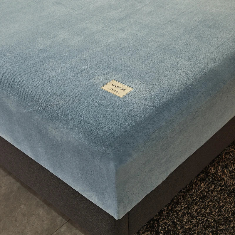 Super Soft Warm Flannel Solid Bed Fitted Sheet - Cozy Single or Double Bedding, Perfect for a Luxurious Night's Sleep
