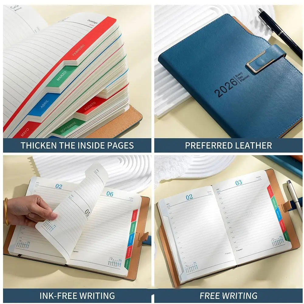 180 Pages 2026 Schedule Planner Notepad 12 Months Efficiency To-do List Notebook English Self-discipline Office Work Planner