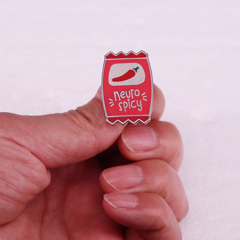 Neuro Spicy Sauce Packet Enamel Pin Mental Health Awareness Brooch Neurodivergent ADHD Funny Jewelry