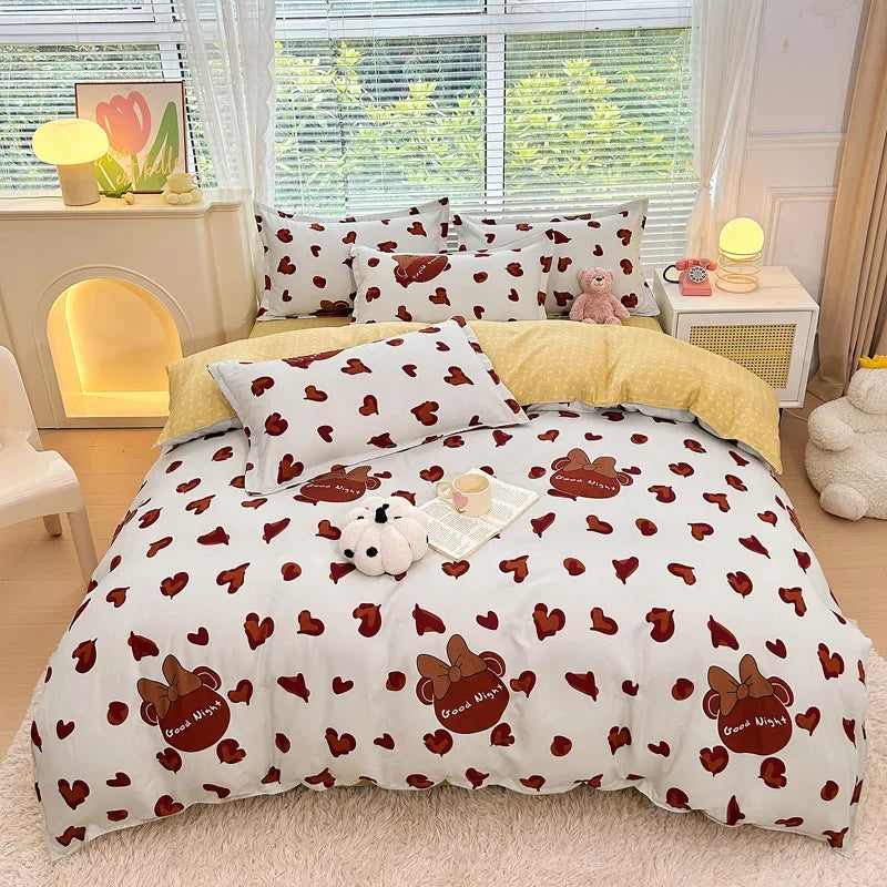 Nordic Thickened Brushed Bedding Sheet Sets Super Soft Skin Friendly Comforter Set Single Double Bed Linens for Four Seasons