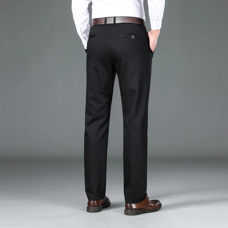 Bamboo Fiber Casual Pants Men Autumn New Straight Brand Business Trousers Male Fashion Classic Solid Color Pants