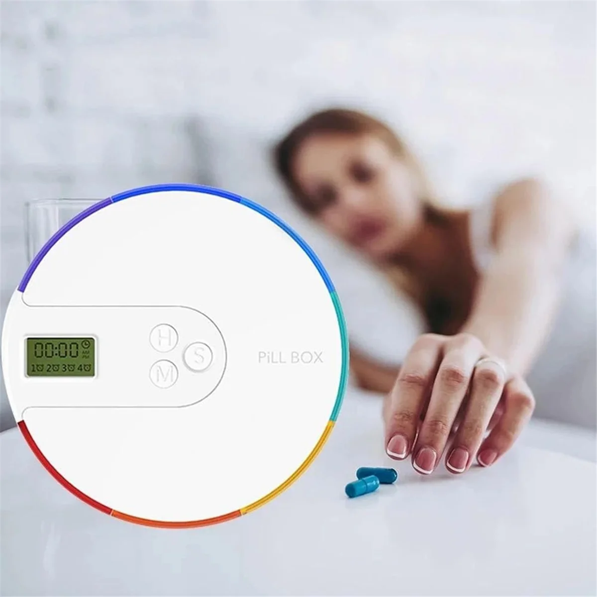 M05K 7-Day Automatic Pill Dispenser Weekly Smart Timing Pill Reminder for with Alarm,Portable Electronic Medication Organizer
